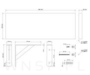 Zestaw 2 półek ściennych białych 400 x 150 x 18 mm, ze wspornikami montażowymi - 2