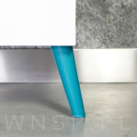 Noga meblowa bukowa skośna, 45 cm turkusowa z blachą montażową - 6